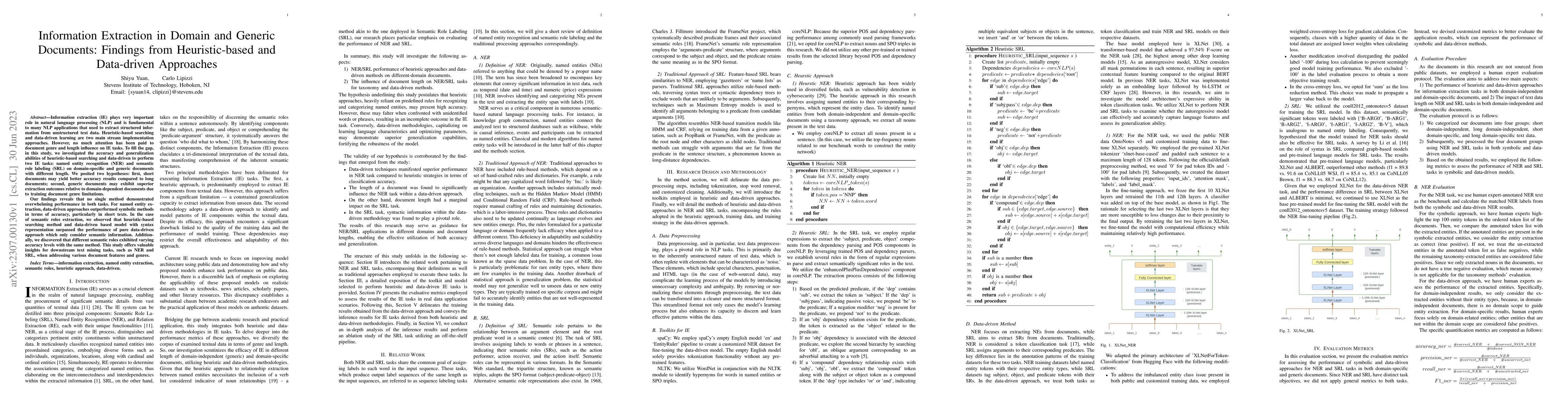 Thumbnail for Information Extraction in Domain and Generic Documents: Findings from
  Heuristic-based and Data-driven Approaches