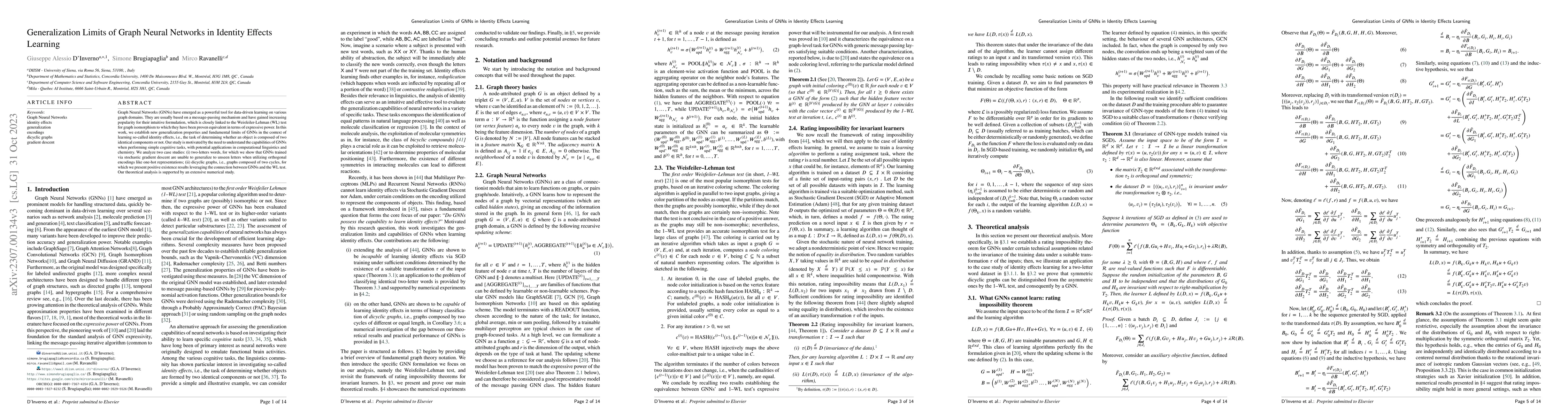 Thumbnail for Generalization Limits of Graph Neural Networks in Identity Effects
  Learning