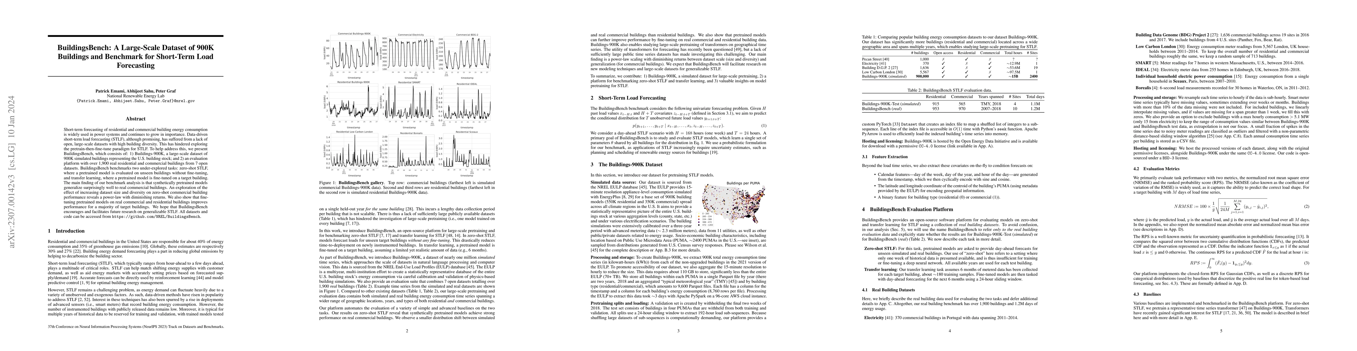 Thumbnail for BuildingsBench: A Large-Scale Dataset of 900K Buildings and Benchmark
  for Short-Term Load Forecasting