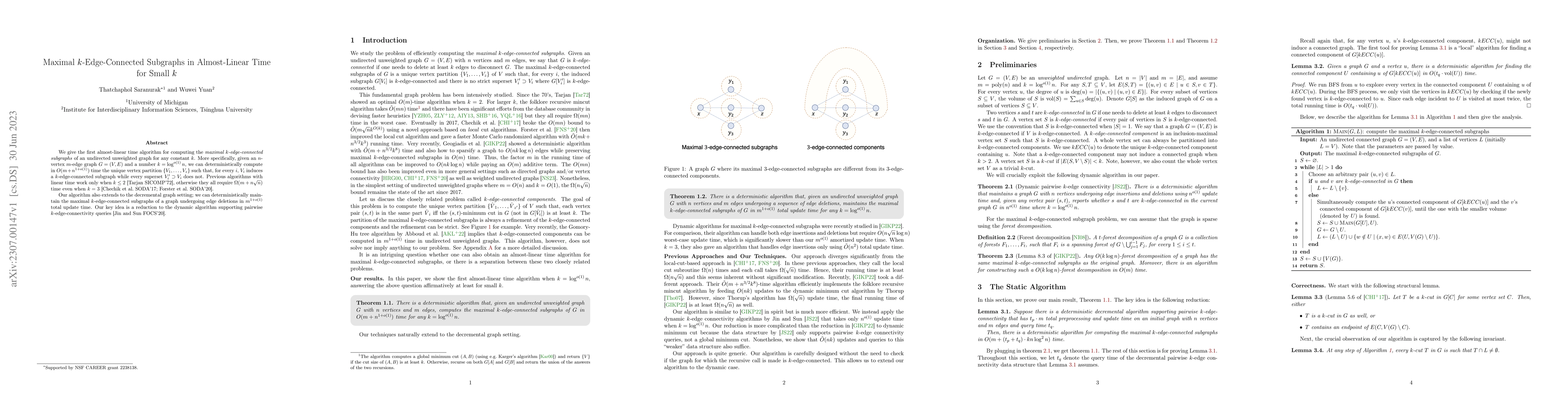 Thumbnail for Maximal $k$-Edge-Connected Subgraphs in Almost-Linear Time for Small $k$