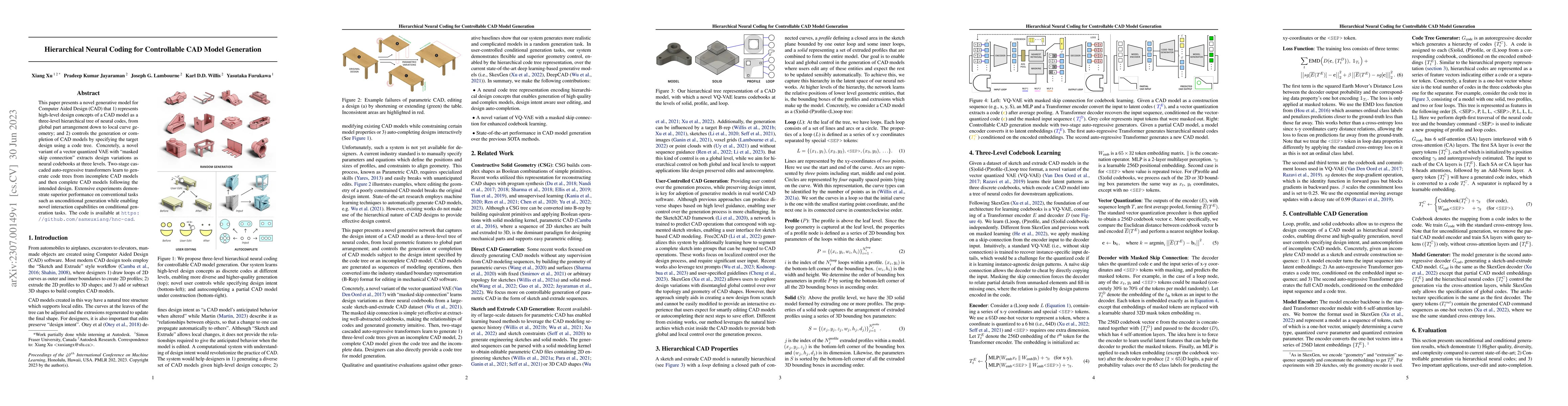 Thumbnail for Hierarchical Neural Coding for Controllable CAD Model Generation