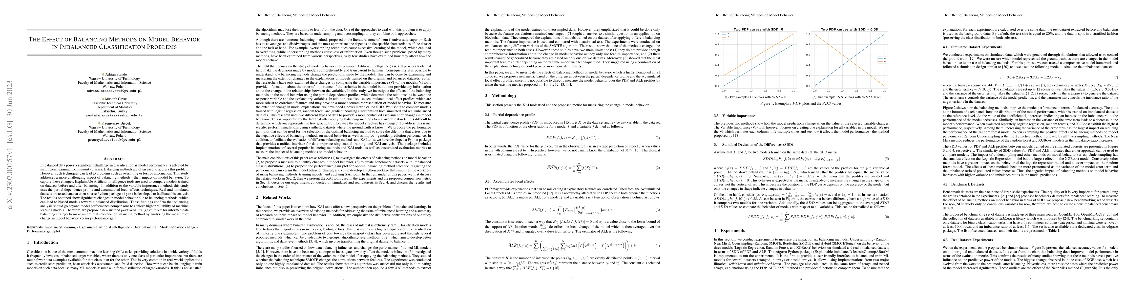 Thumbnail for The Effect of Balancing Methods on Model Behavior in Imbalanced
  Classification Problems