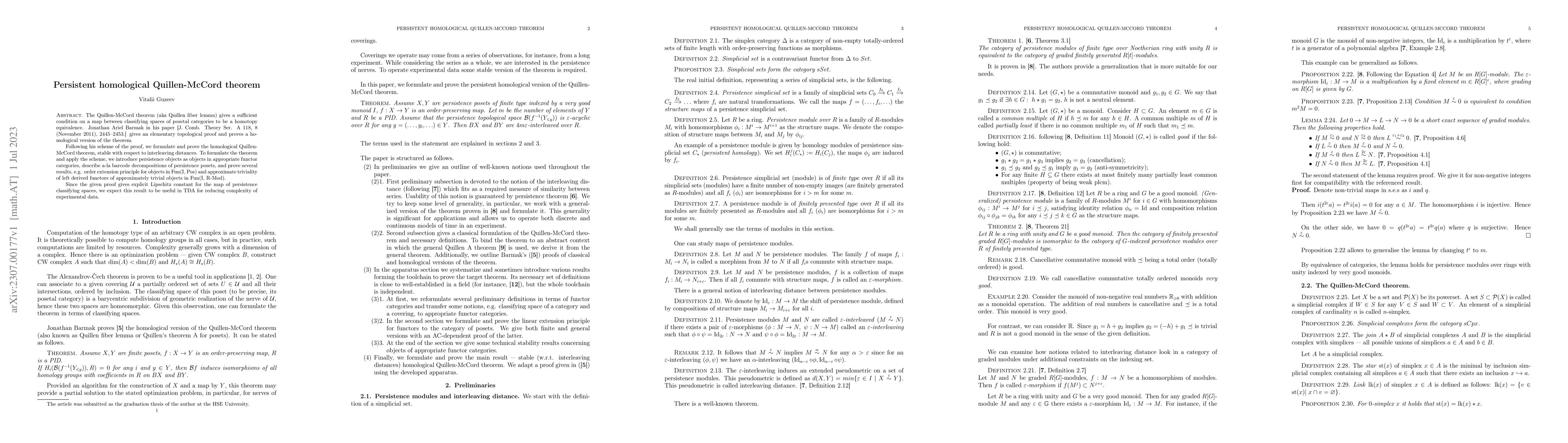Thumbnail for Persistent homological Quillen-McCord theorem