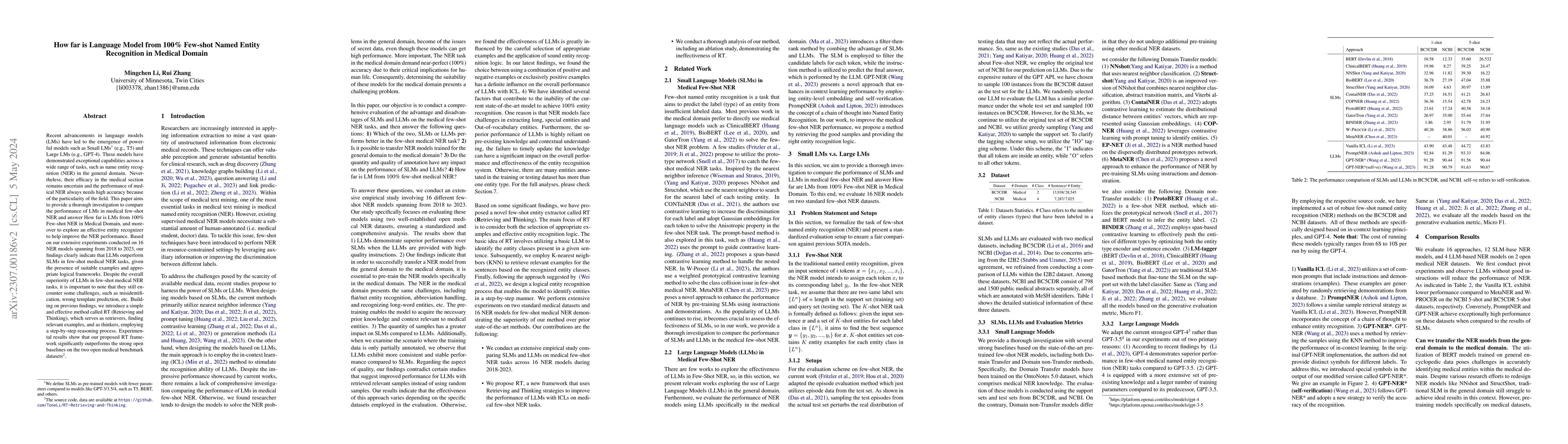 Thumbnail for How far is Language Model from 100% Few-shot Named Entity Recognition in
  Medical Domain