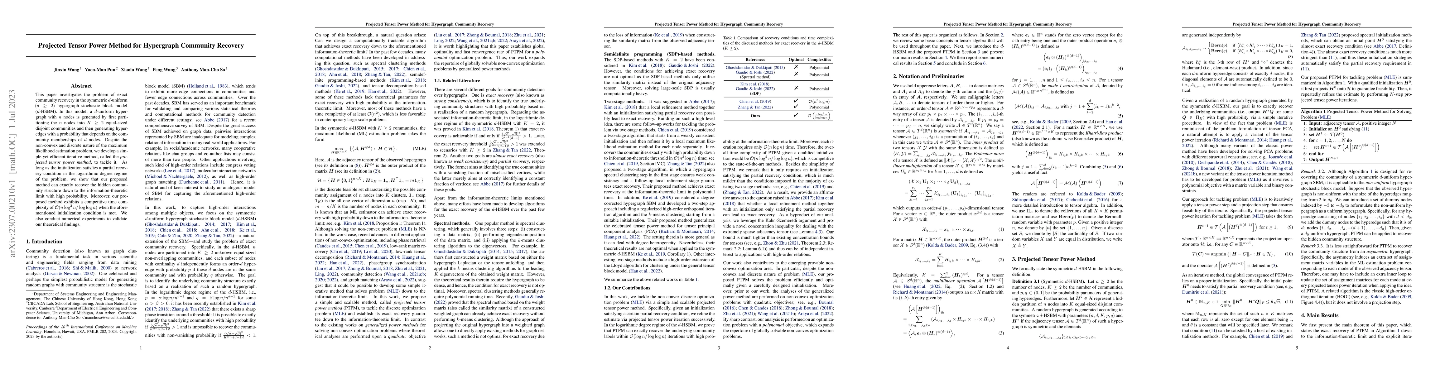 Thumbnail for Projected Tensor Power Method for Hypergraph Community Recovery