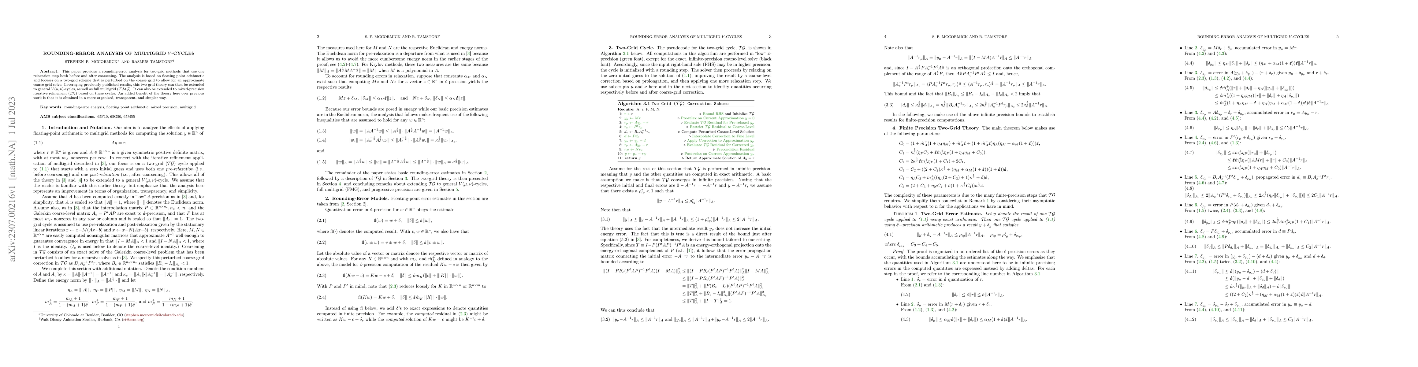 Thumbnail for Rounding-Error Analysis of Multigrid V-Cycles