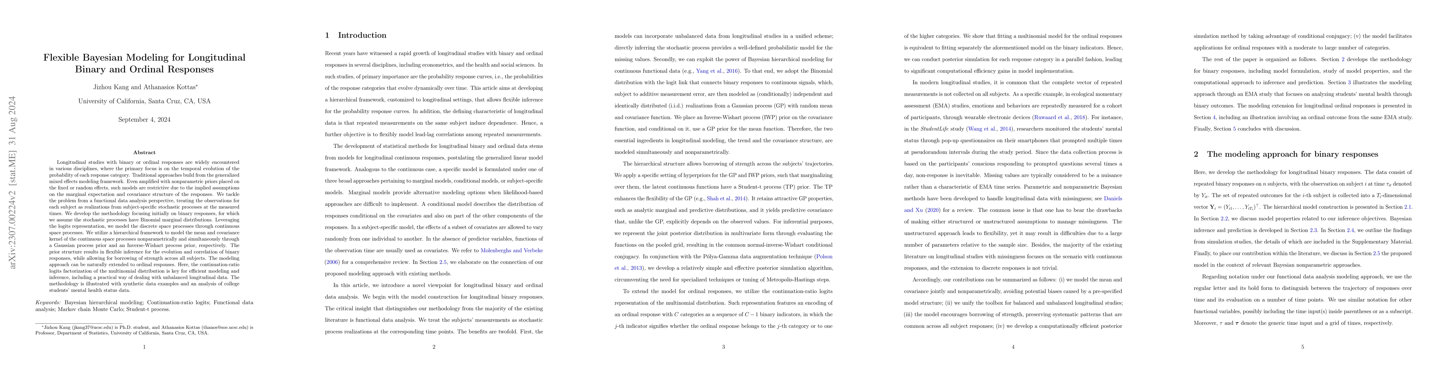 Thumbnail for Flexible Bayesian Modeling for Longitudinal Binary and Ordinal Responses