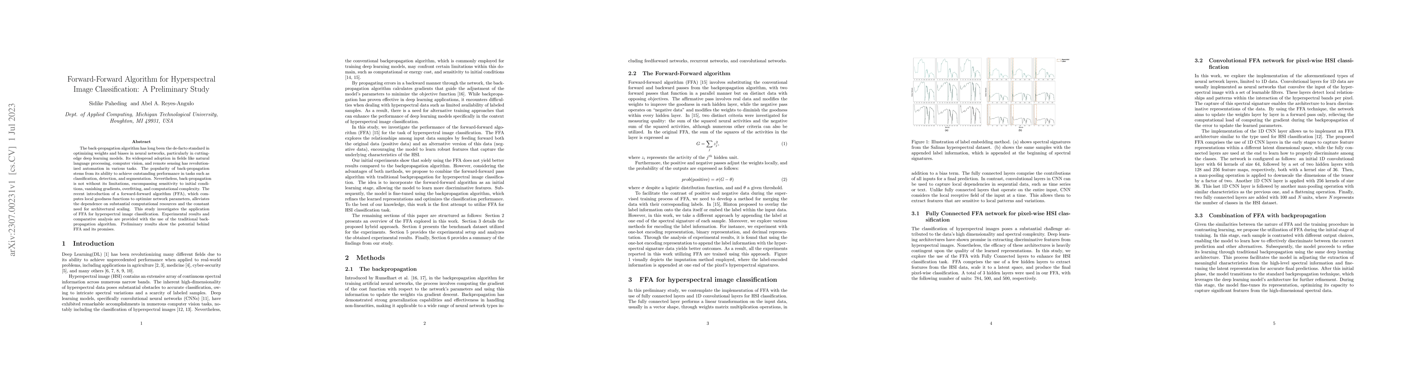 Thumbnail for Forward-Forward Algorithm for Hyperspectral Image Classification: A
  Preliminary Study