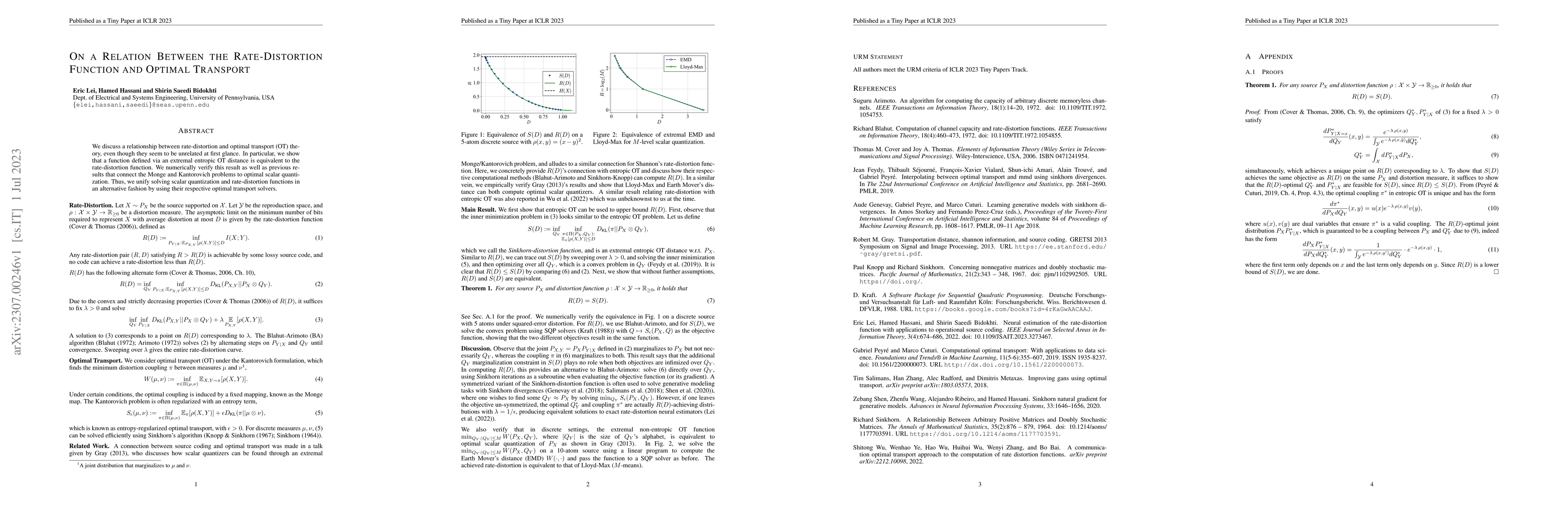 Thumbnail for On a Relation Between the Rate-Distortion Function and Optimal Transport