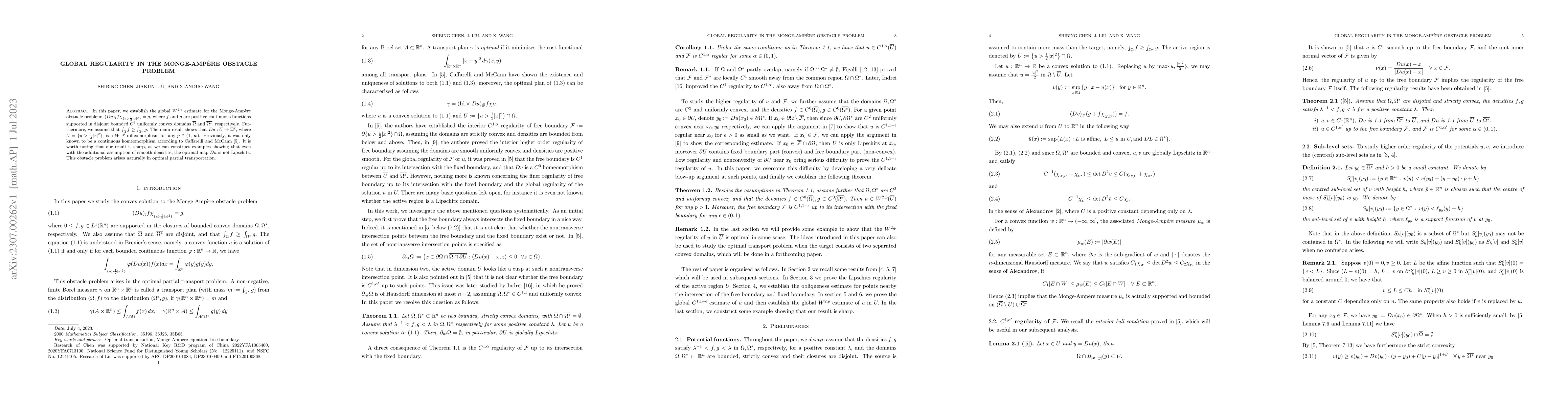 Thumbnail for Global regularity in the Monge-Amp\`ere obstacle problem