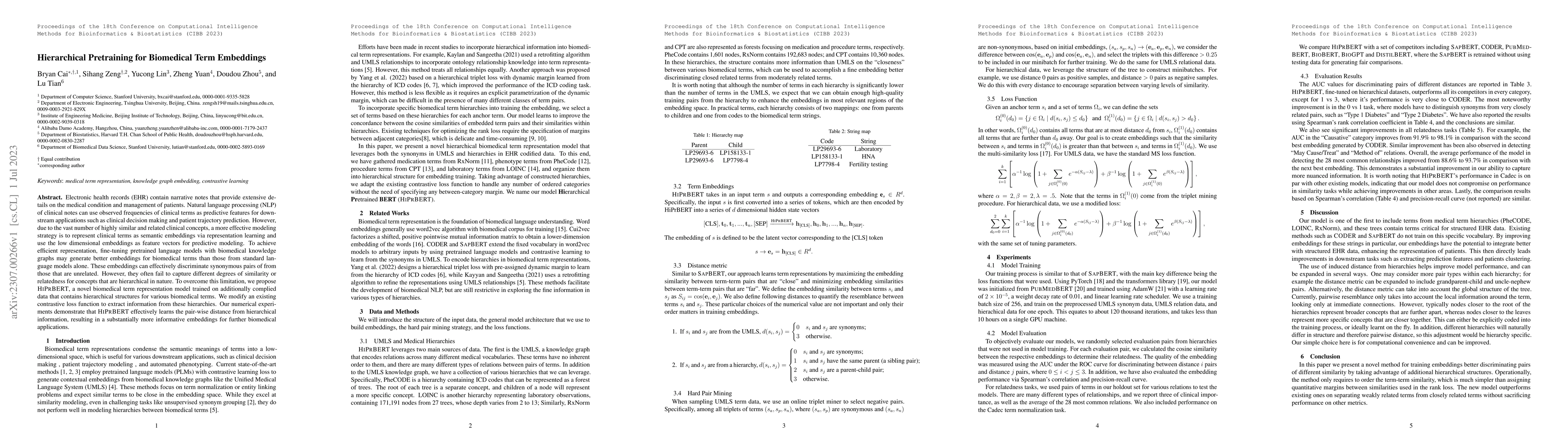 Thumbnail for Hierarchical Pretraining for Biomedical Term Embeddings