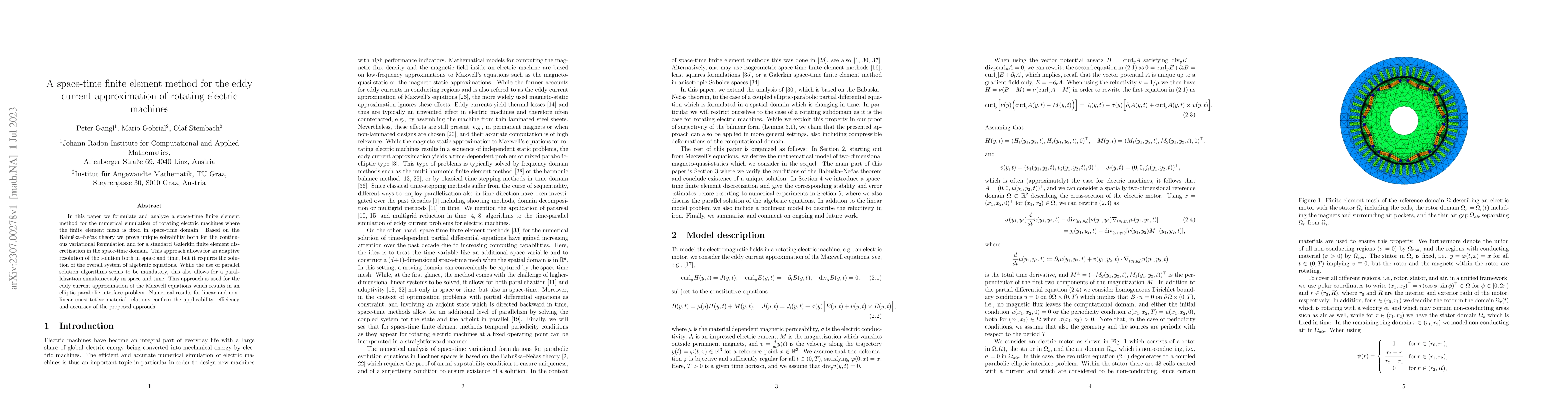 Thumbnail for A space-time finite element method for the eddy current approximation of
  rotating electric machines