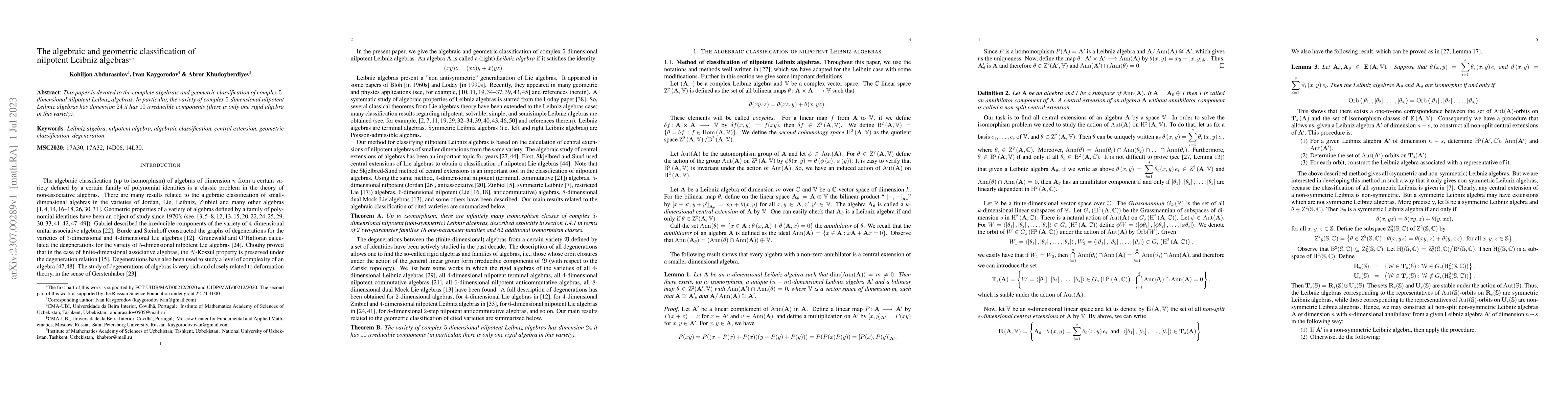 Thumbnail for The algebraic and geometric classification of nilpotent Leibniz algebras