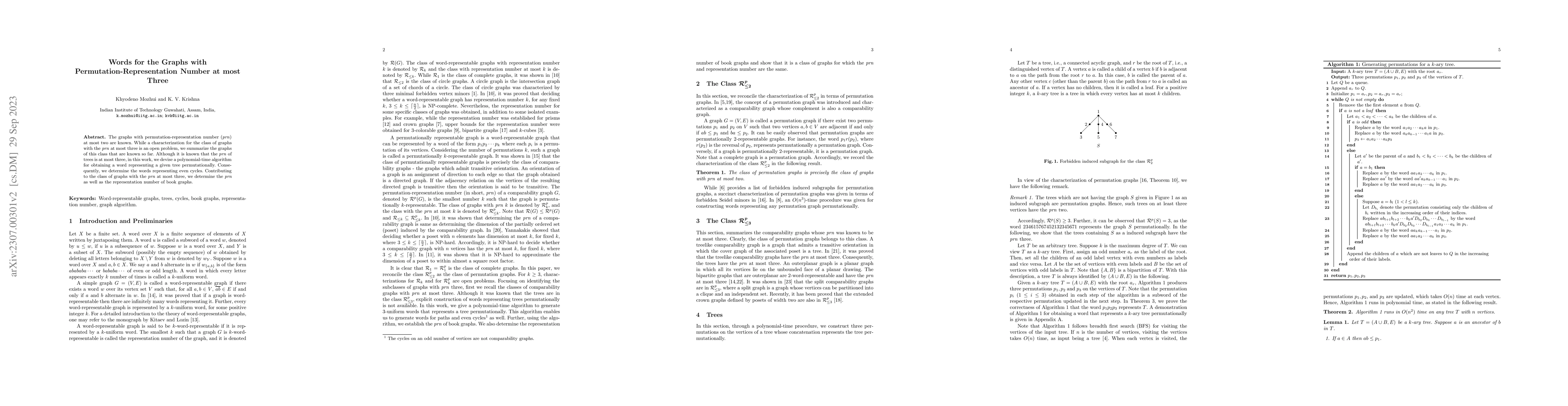 Thumbnail for Words for the Graphs with Permutation-Representation Number at most
  Three