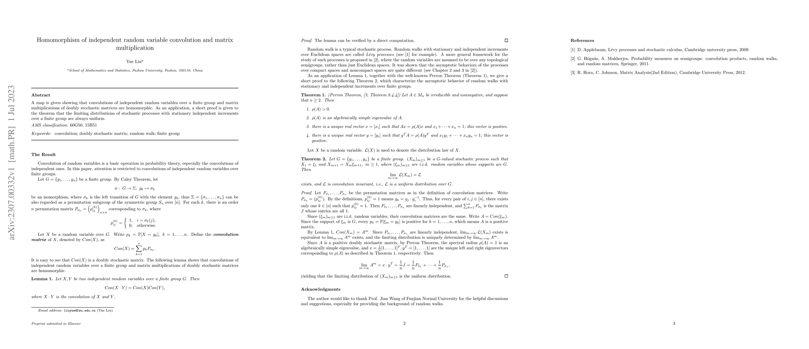 Thumbnail for Homomorphism of independent random variable convolution and matrix
  multiplication
