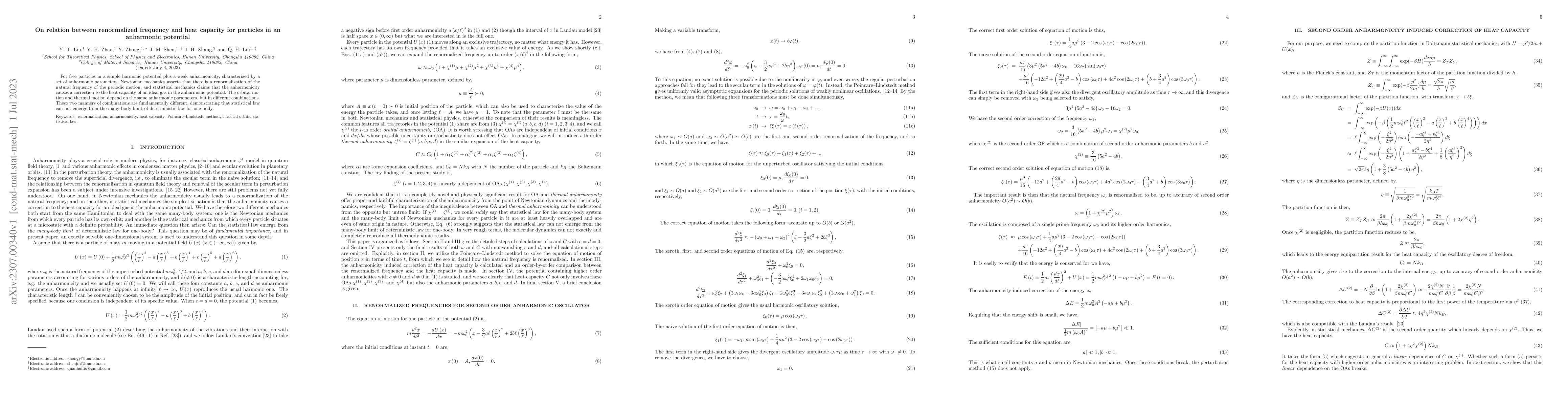 Thumbnail for On relation between renormalized frequency and heat capacity for
  particles in an anharmonic potential