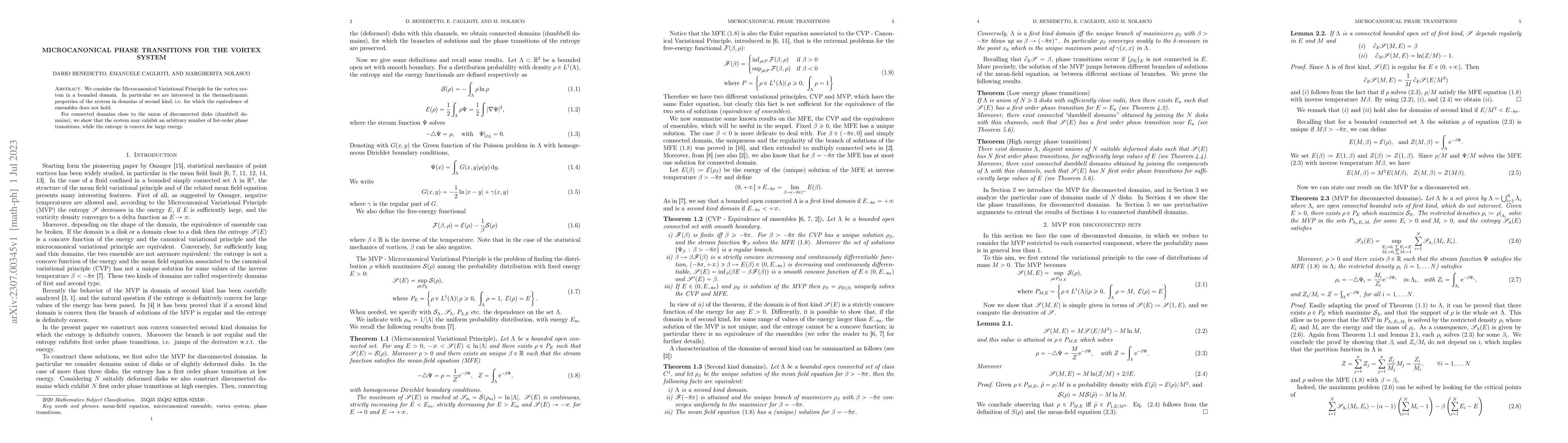 Thumbnail for Microcanonical phase transitions for the vortex system
