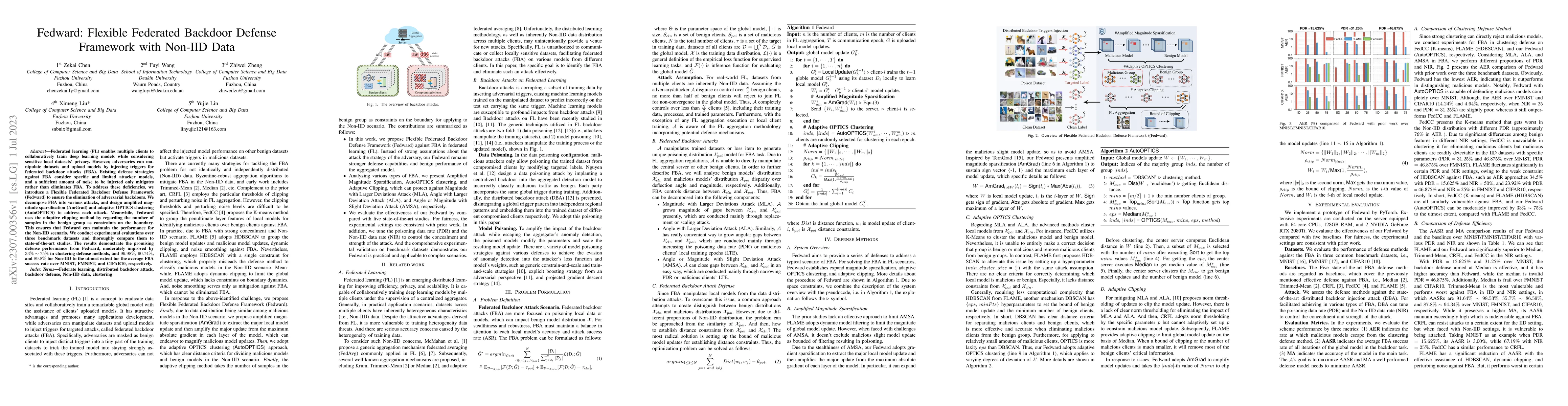 Thumbnail for Fedward: Flexible Federated Backdoor Defense Framework with Non-IID Data