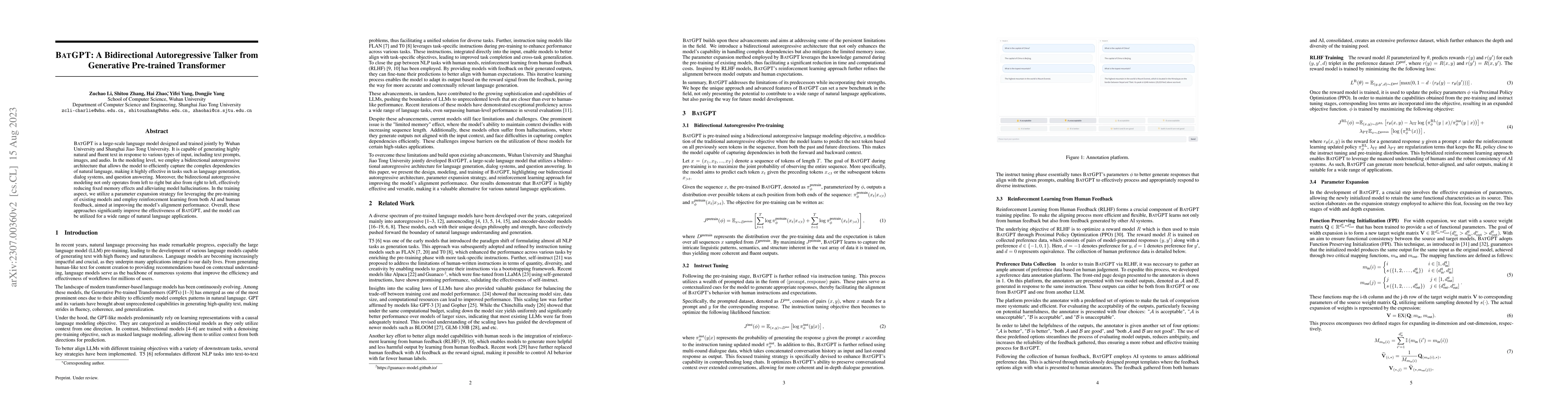 Thumbnail for BatGPT: A Bidirectional Autoregessive Talker from Generative Pre-trained
  Transformer