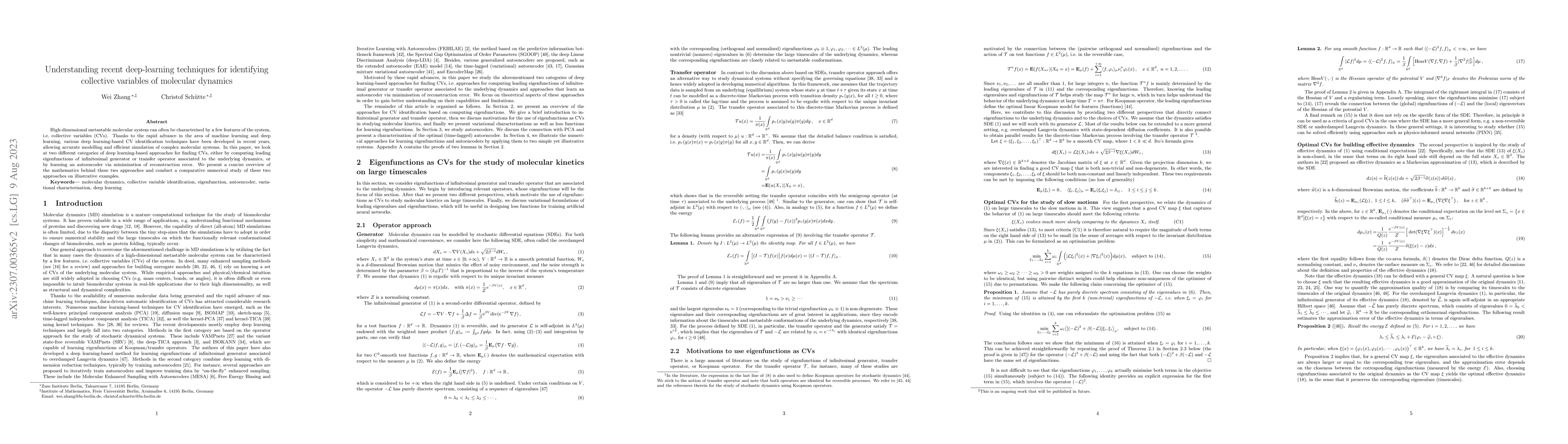 Thumbnail for Understanding recent deep-learning techniques for identifying collective
  variables of molecular dynamics