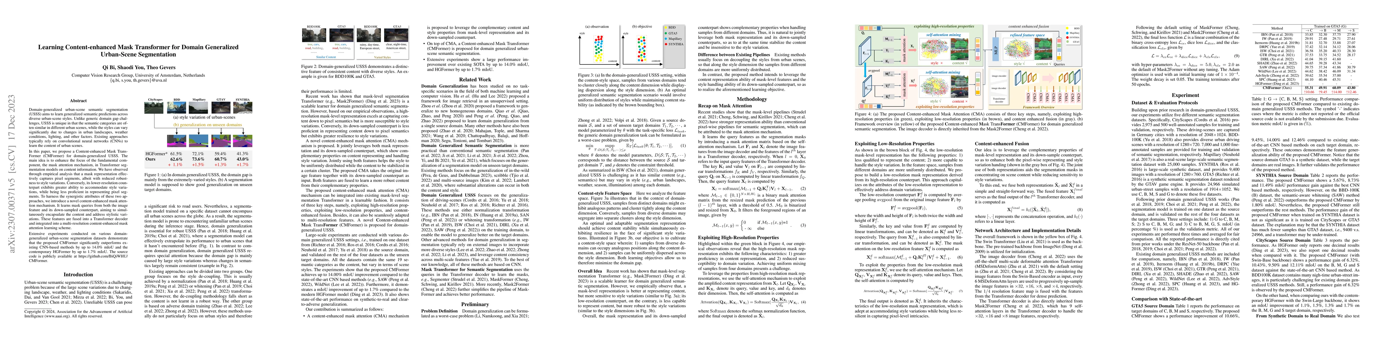 Thumbnail for Learning Content-enhanced Mask Transformer for Domain Generalized
  Urban-Scene Segmentation