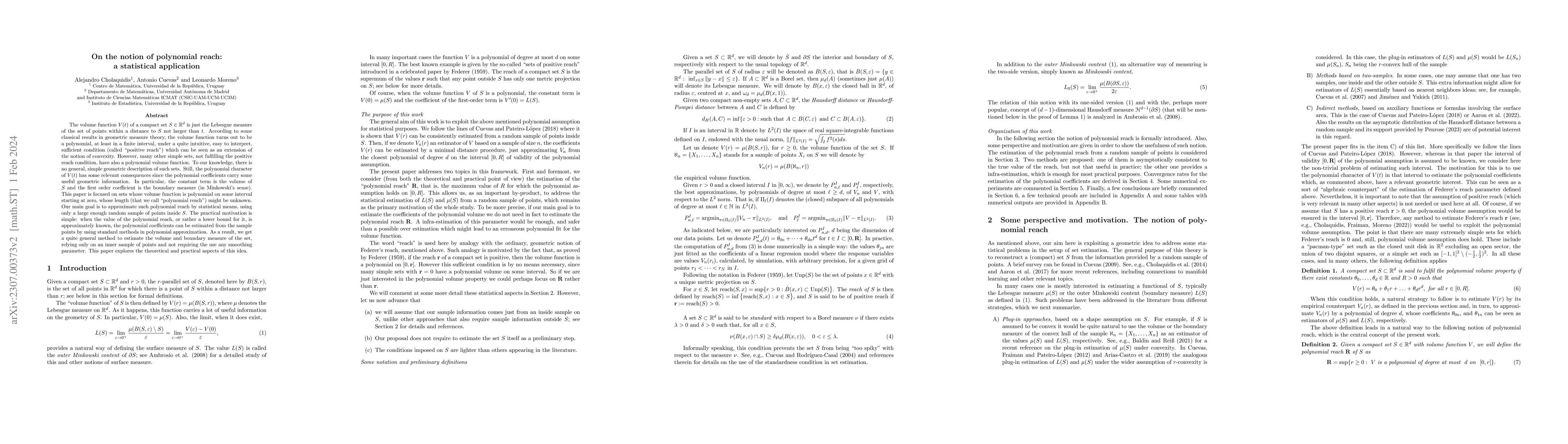 Thumbnail for On the notion of polynomial reach: a statistical application