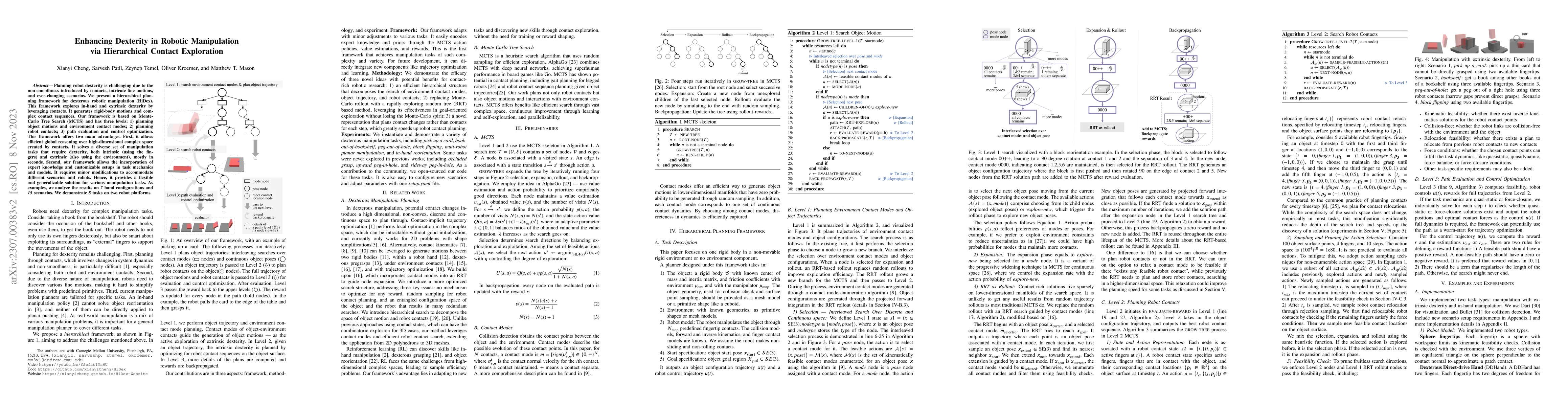 Thumbnail for Enhancing Dexterity in Robotic Manipulation via Hierarchical Contact
  Exploration