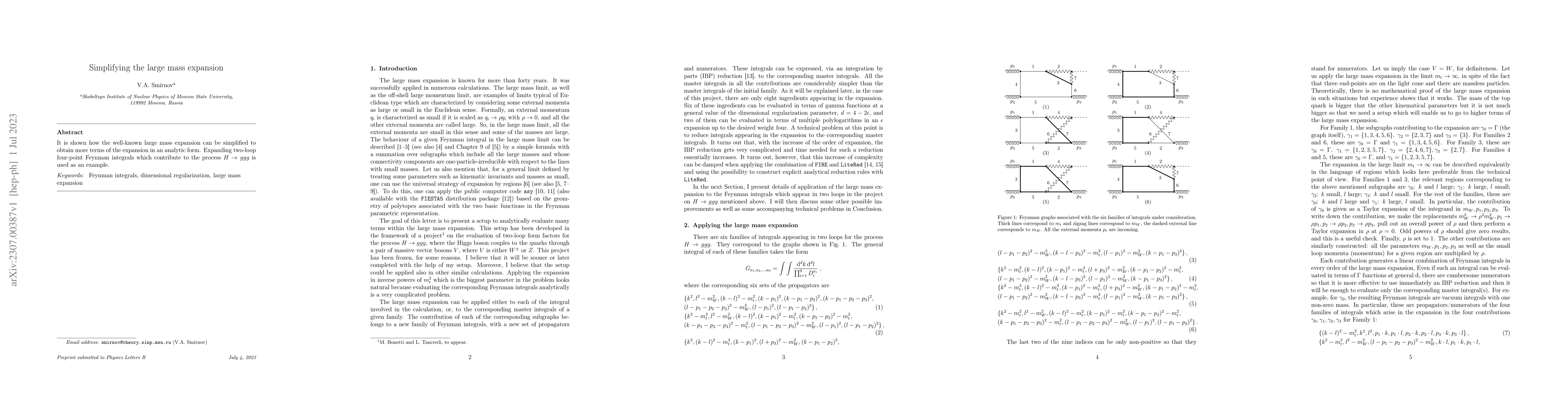 Thumbnail for Simplifying the large mass expansion