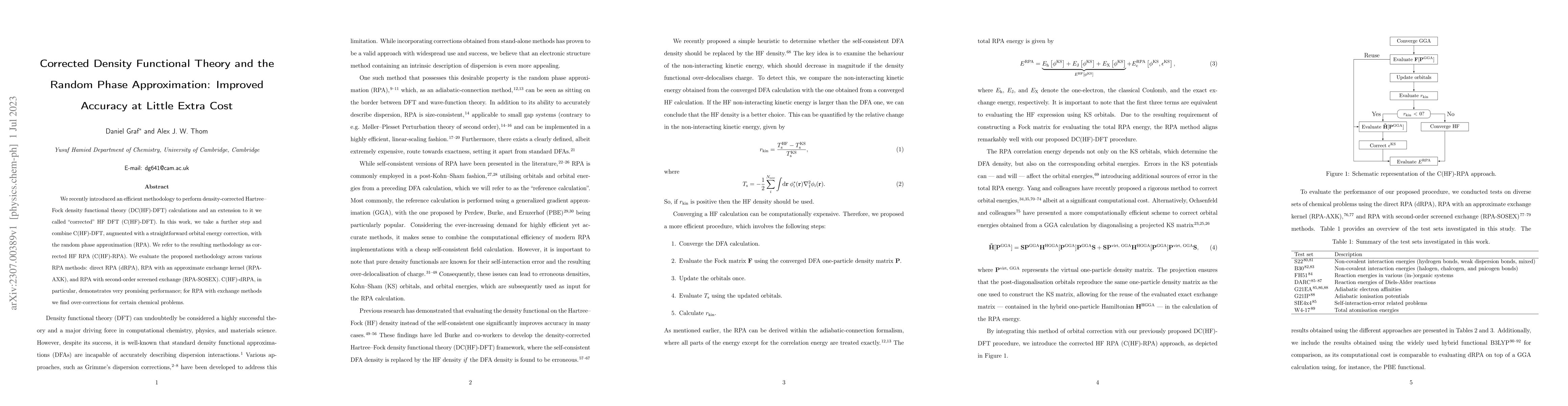 Thumbnail for Corrected Density Functional Theory and the Random Phase Approximation:
  Improved Accuracy at Little Extra Cost