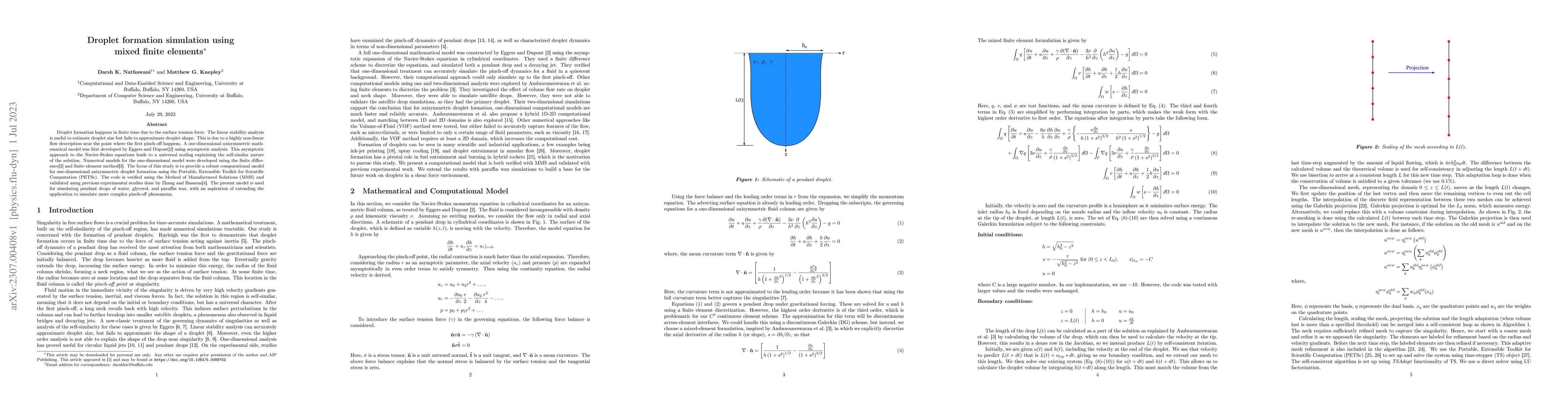 Thumbnail for Droplet formation simulation using mixed finite elements