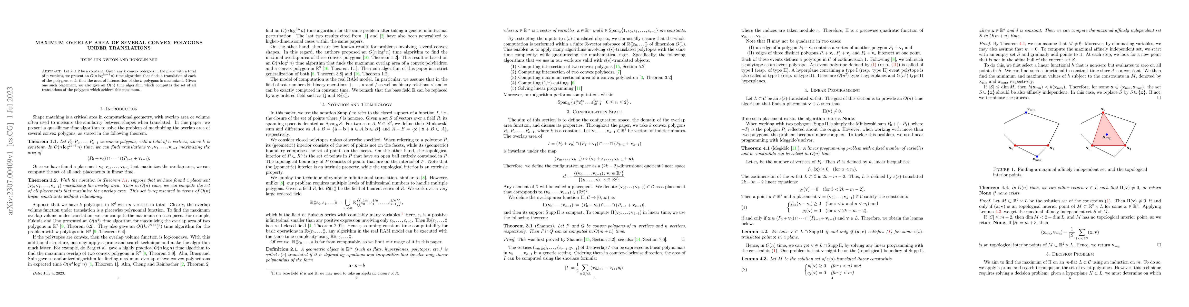 Thumbnail for Maximum Overlap Area of Several Convex Polygons Under Translations