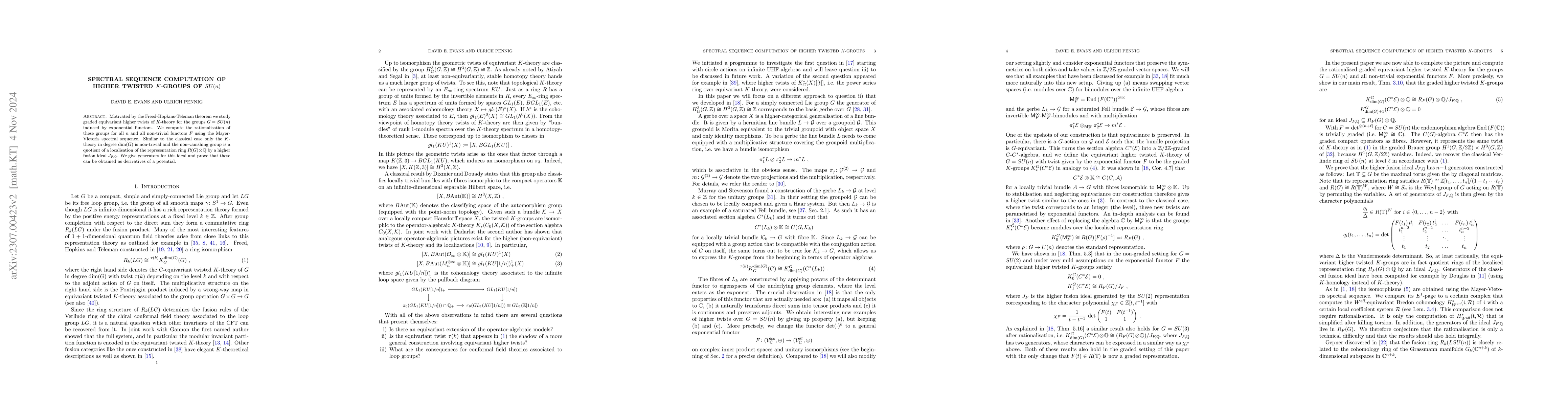 Thumbnail for Spectral Sequence Computation of Higher Twisted $K$-Groups of $ SU(n)$