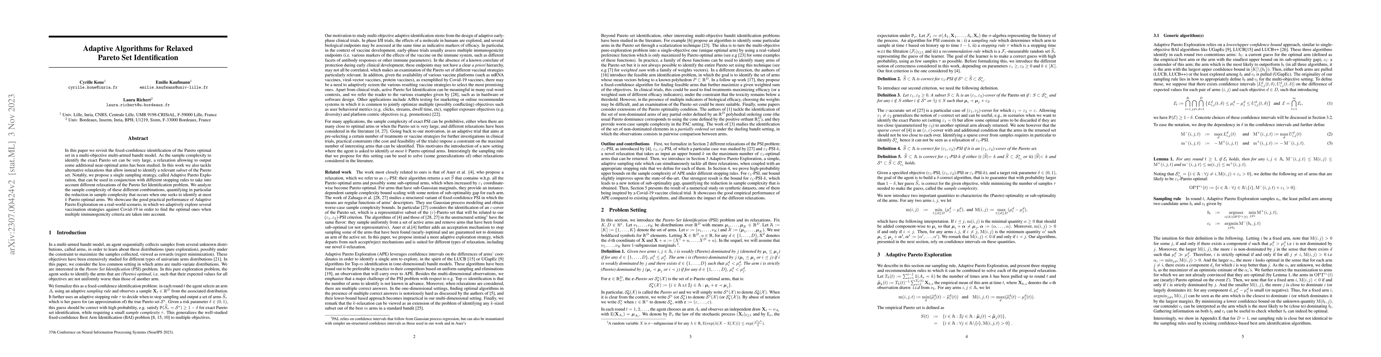 Thumbnail for Adaptive Algorithms for Relaxed Pareto Set Identification