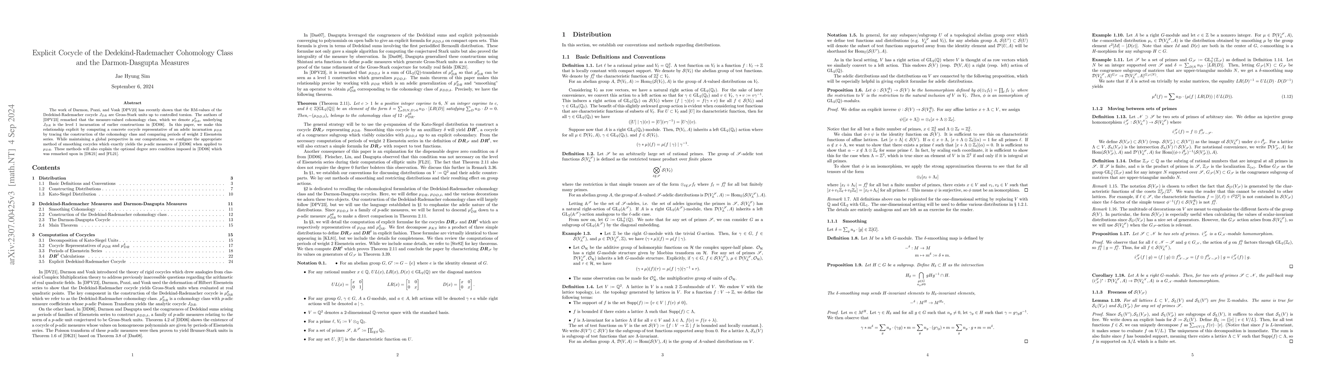 Thumbnail for Explicit Cocycle of the Dedekind-Rademacher Cohomology Class and the
  Darmon-Dasgupta Measures