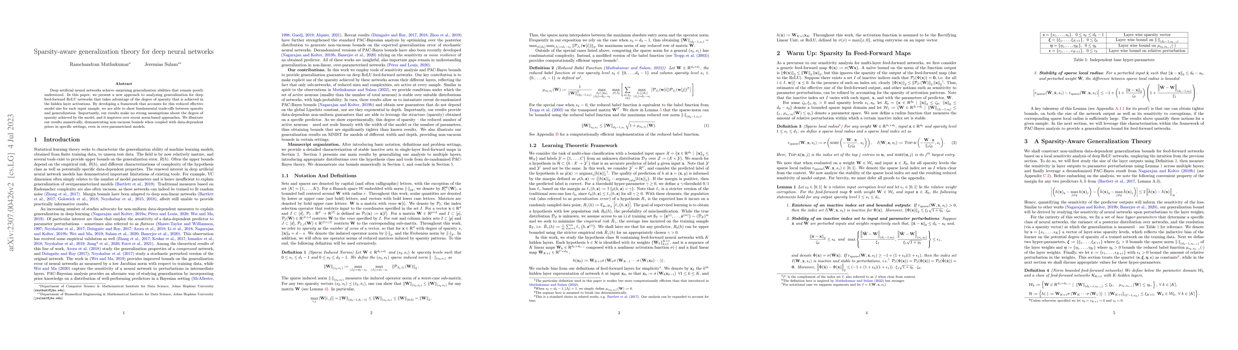 Thumbnail for Sparsity-aware generalization theory for deep neural networks