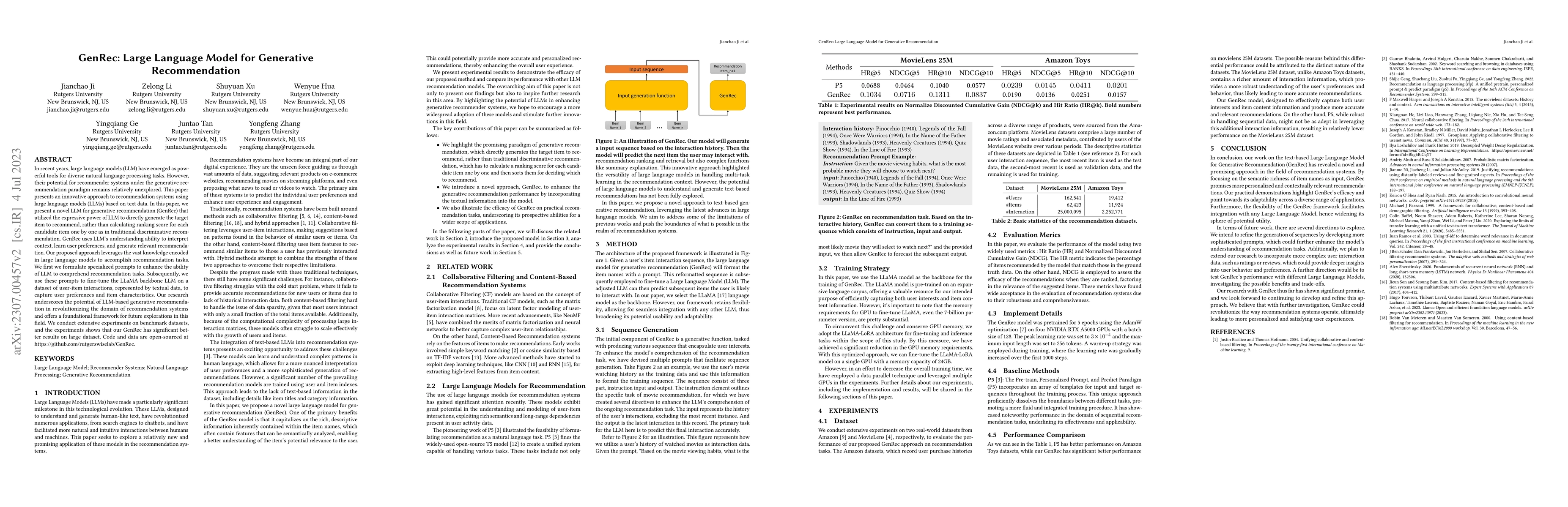 Thumbnail for GenRec: Large Language Model for Generative Recommendation