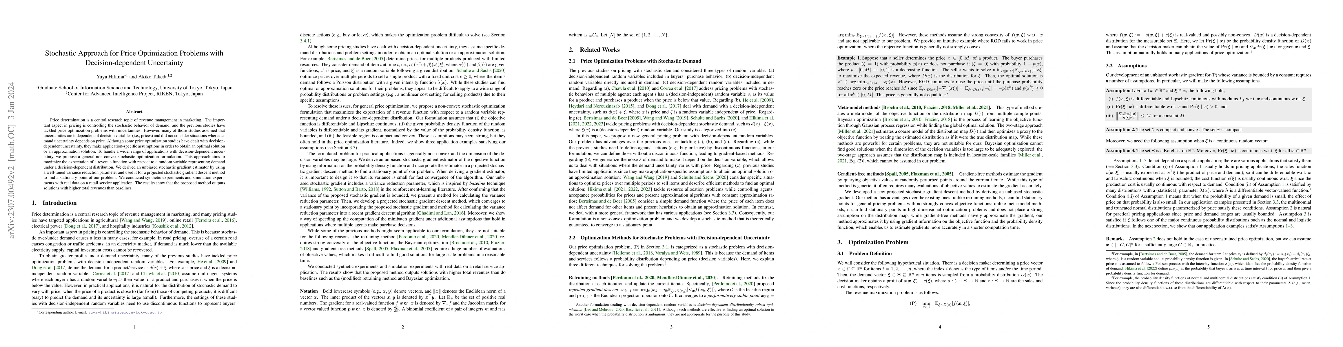 Thumbnail for Stochastic Approach for Price Optimization Problems with
  Decision-dependent Uncertainty