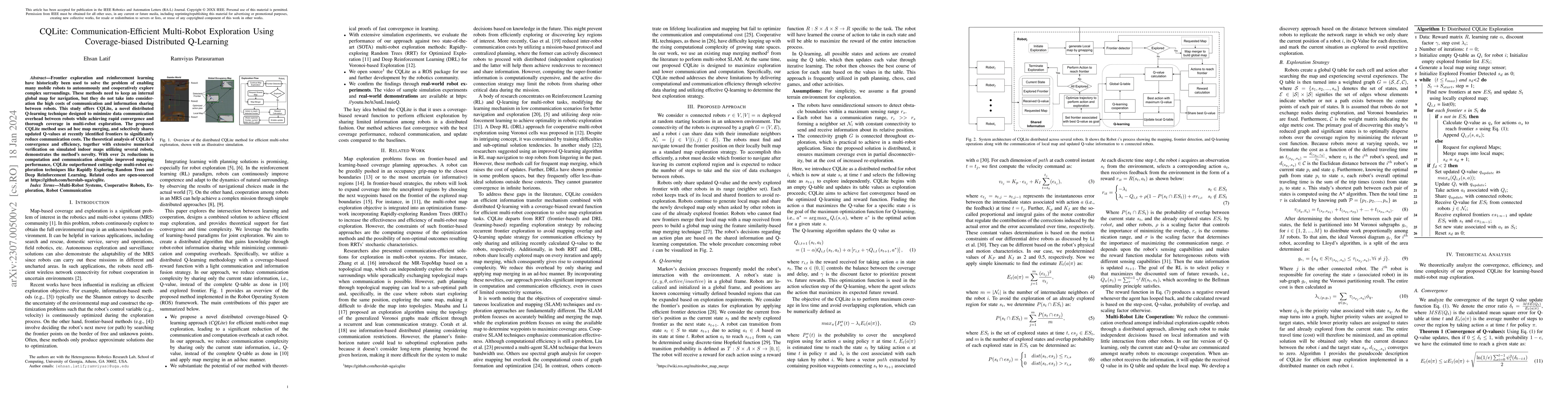 Thumbnail for CQLite: Communication-Efficient Multi-Robot Exploration Using
  Coverage-biased Distributed Q-Learning