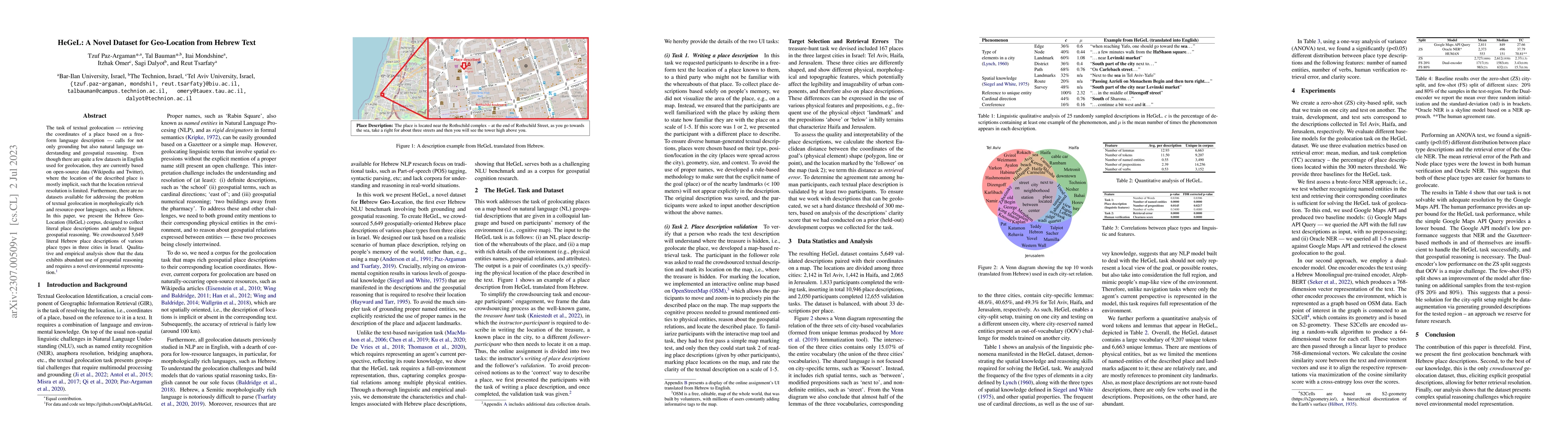Thumbnail for HeGeL: A Novel Dataset for Geo-Location from Hebrew Text