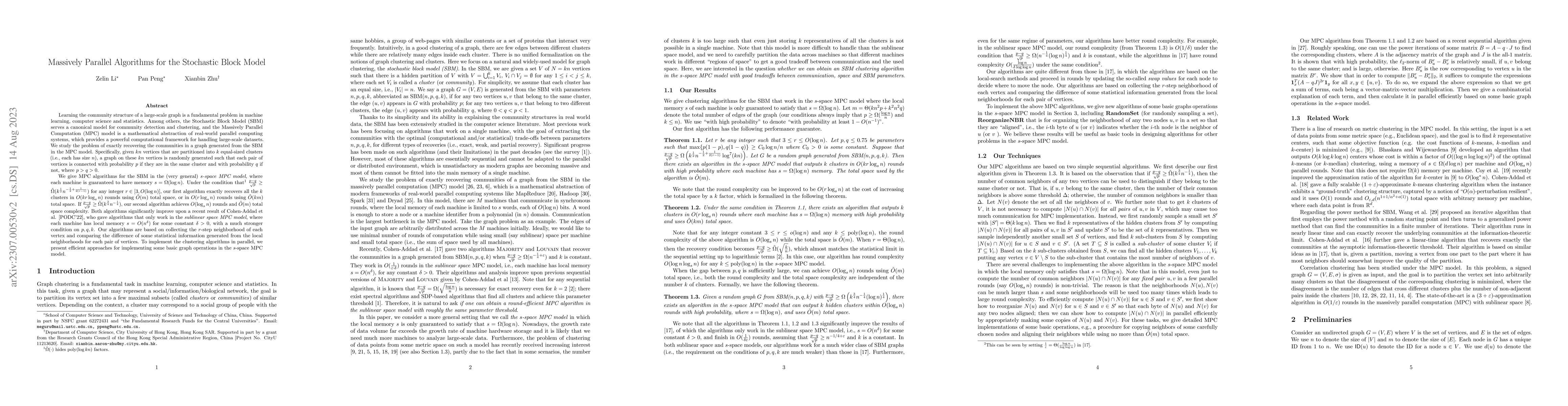 Thumbnail for Massively Parallel Algorithms for the Stochastic Block Model