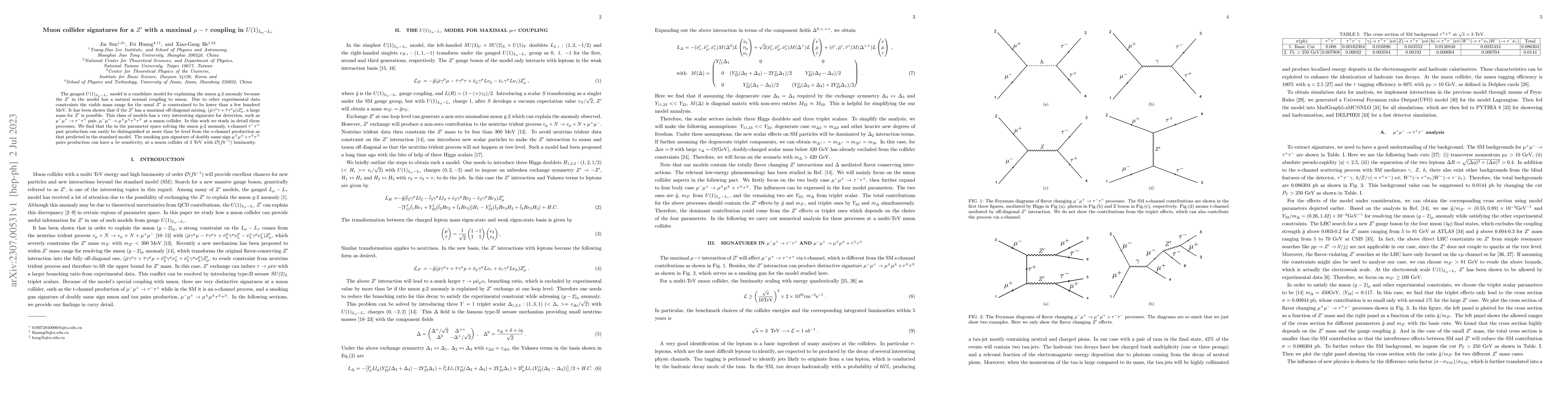 Thumbnail for Muon collider signatures for a $Z'$ with a maximal $\mu-\tau$ coupling
  in $U(1)_{L_\mu-L_\tau}$