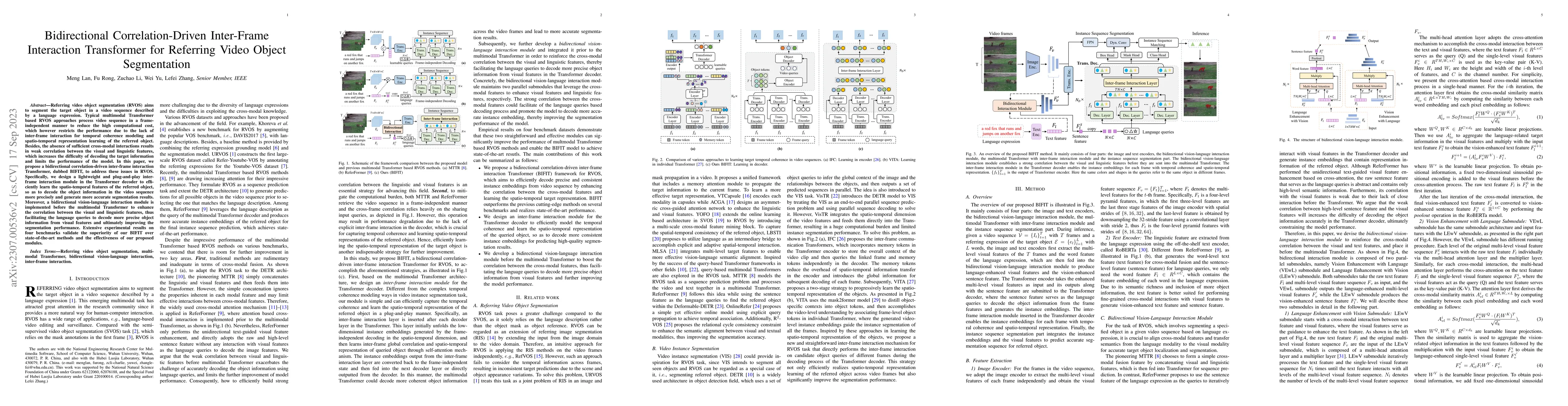 Thumbnail for Bidirectional Correlation-Driven Inter-Frame Interaction Transformer for
  Referring Video Object Segmentation