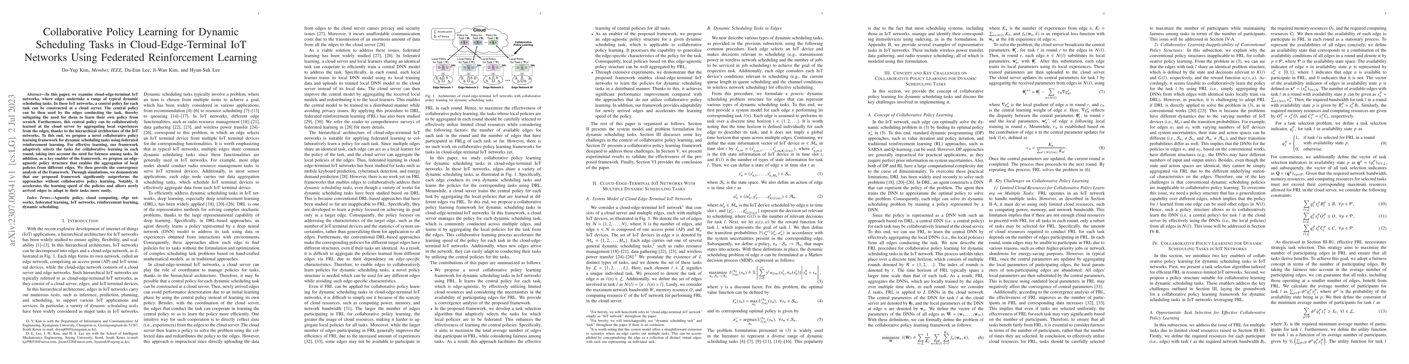 Thumbnail for Collaborative Policy Learning for Dynamic Scheduling Tasks in
  Cloud-Edge-Terminal IoT Networks Using Federated Reinforcement Learning