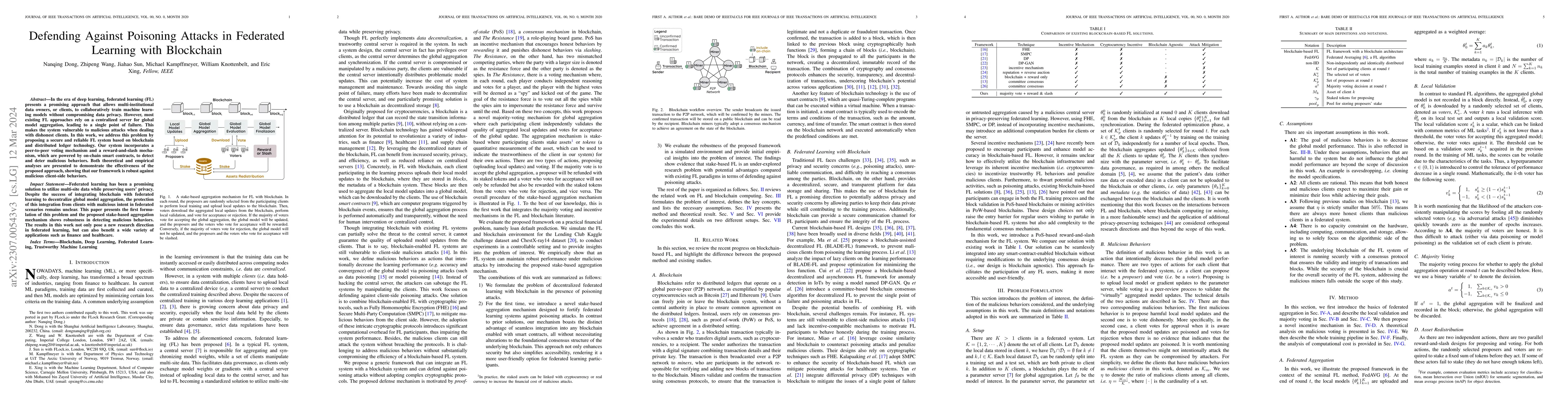 Thumbnail for Defending Against Poisoning Attacks in Federated Learning with
  Blockchain
