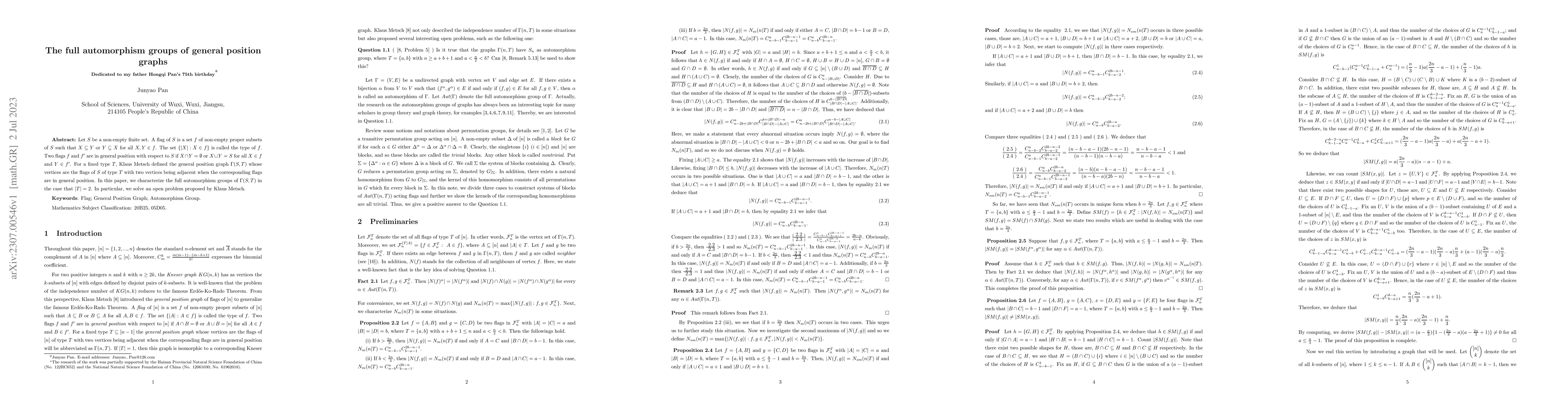 Thumbnail for The full automorphism groups of general position graphs