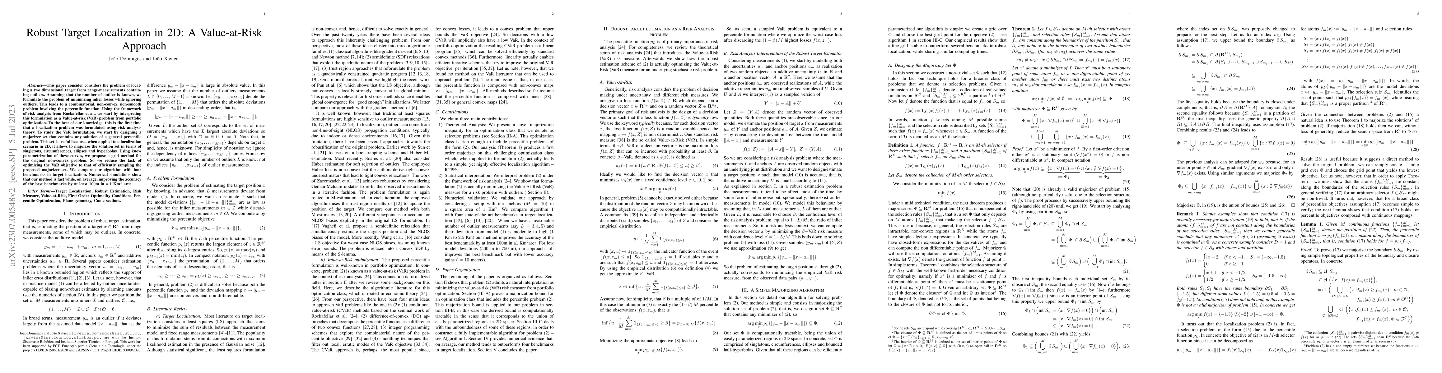 Thumbnail for Robust Target Localization in 2D: A Value-at-Risk Approach