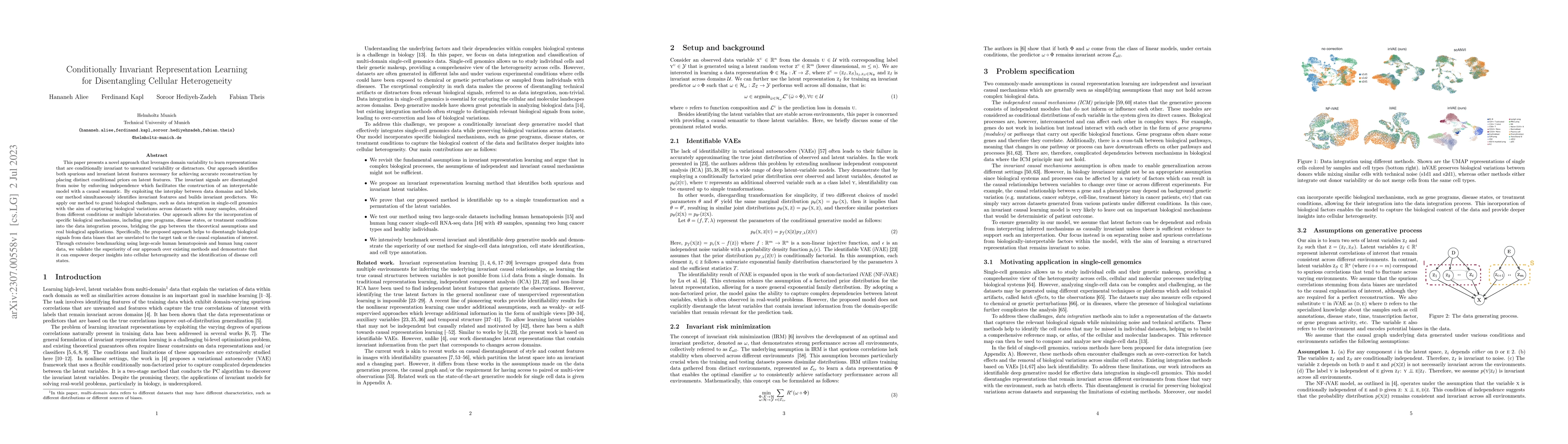 Thumbnail for Conditionally Invariant Representation Learning for Disentangling
  Cellular Heterogeneity