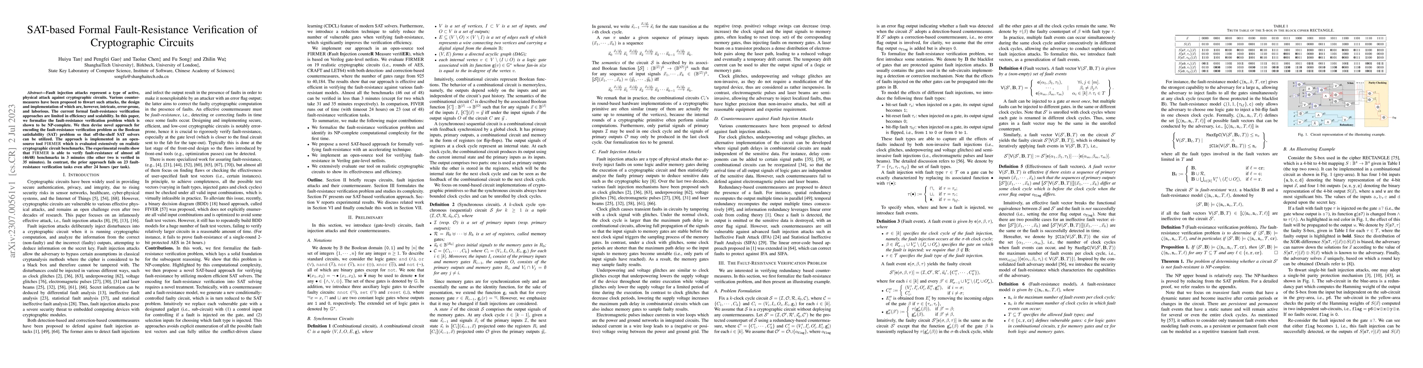 Thumbnail for SAT-based Formal Fault-Resistance Verification of Cryptographic Circuits