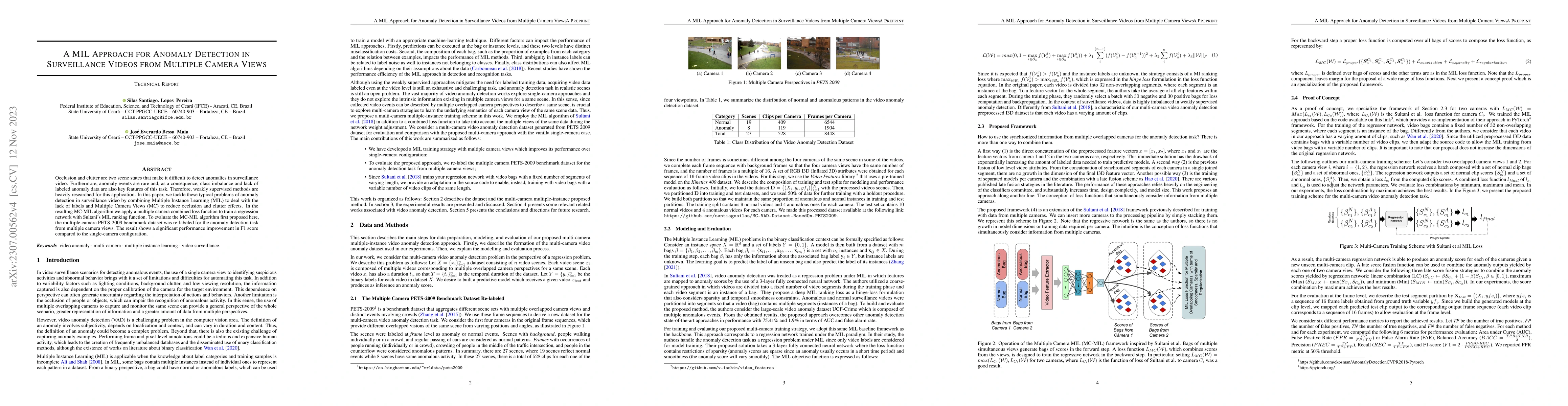 Thumbnail for A MIL Approach for Anomaly Detection in Surveillance Videos from
  Multiple Camera Views