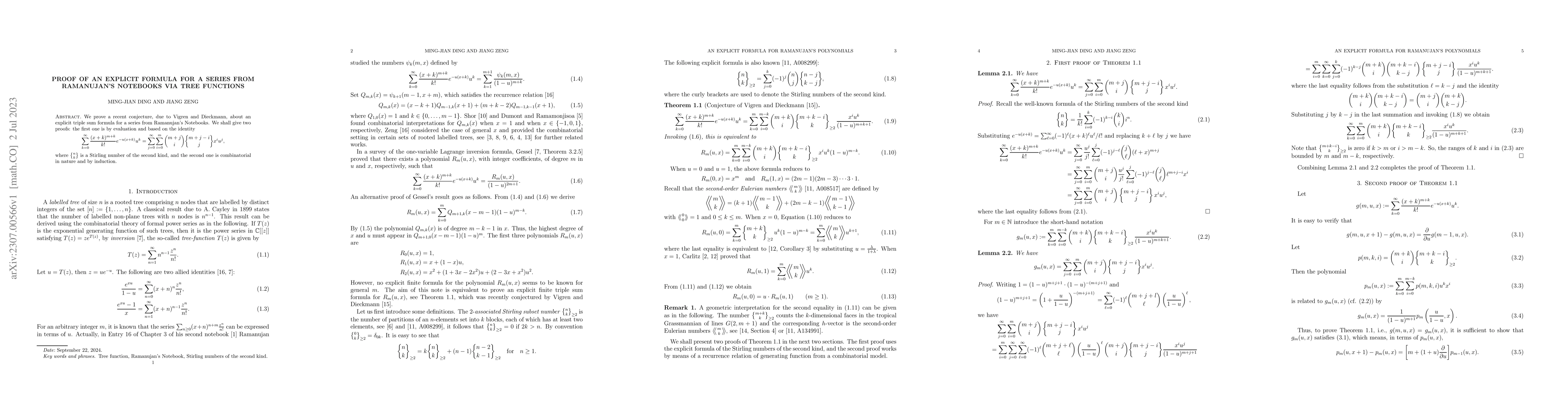 Thumbnail for Proof of an explicit formula for a series from Ramanujan's Notebooks via
  tree functions
